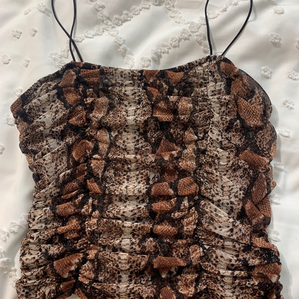 brand new snake print tank top ruched